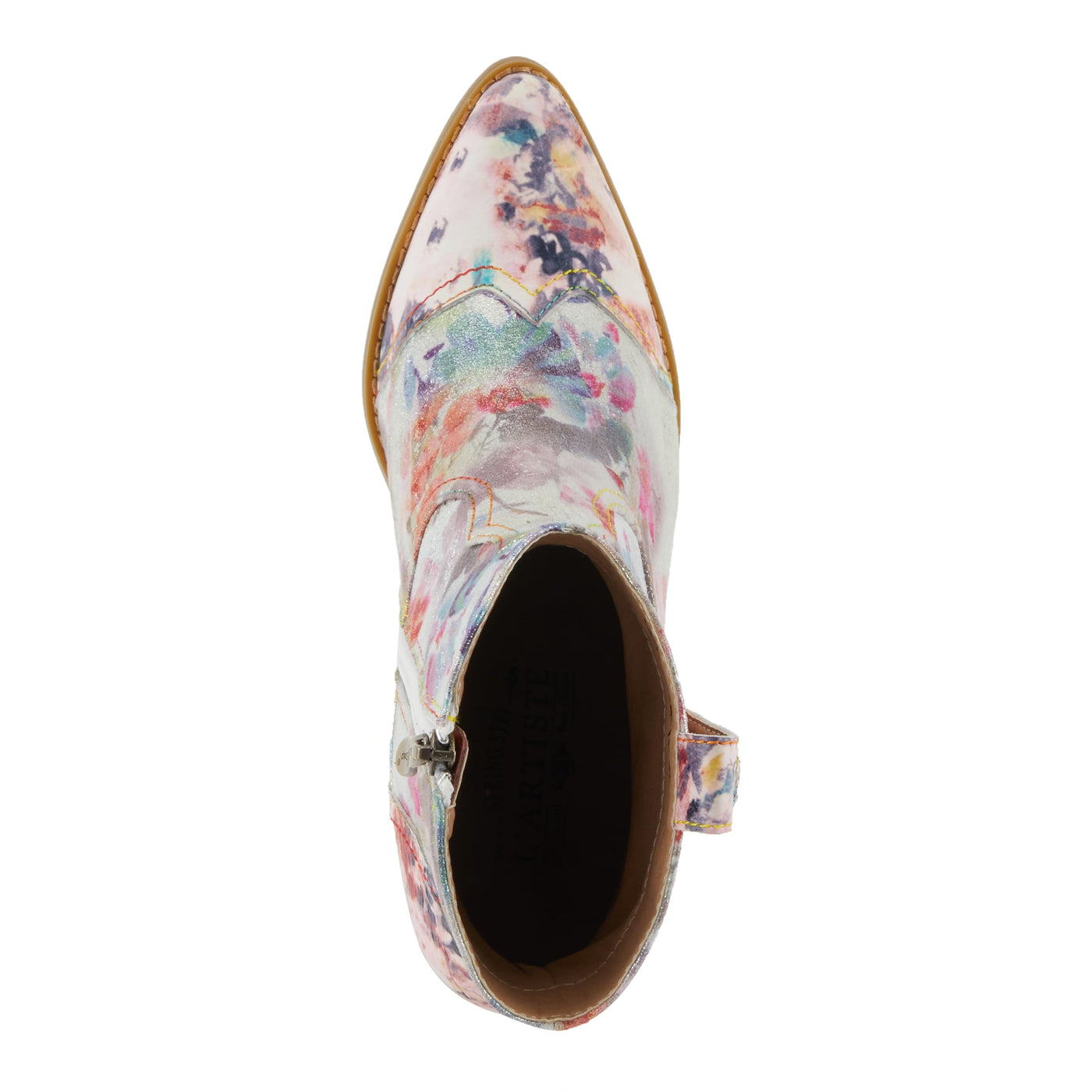 Spring Step L'Artiste Women's FLIRTINI Western Summer Boots - Metallic Leather, Pull Tabs, Low Stacked Heel Pink Multi EU 37 / US 6.5-7