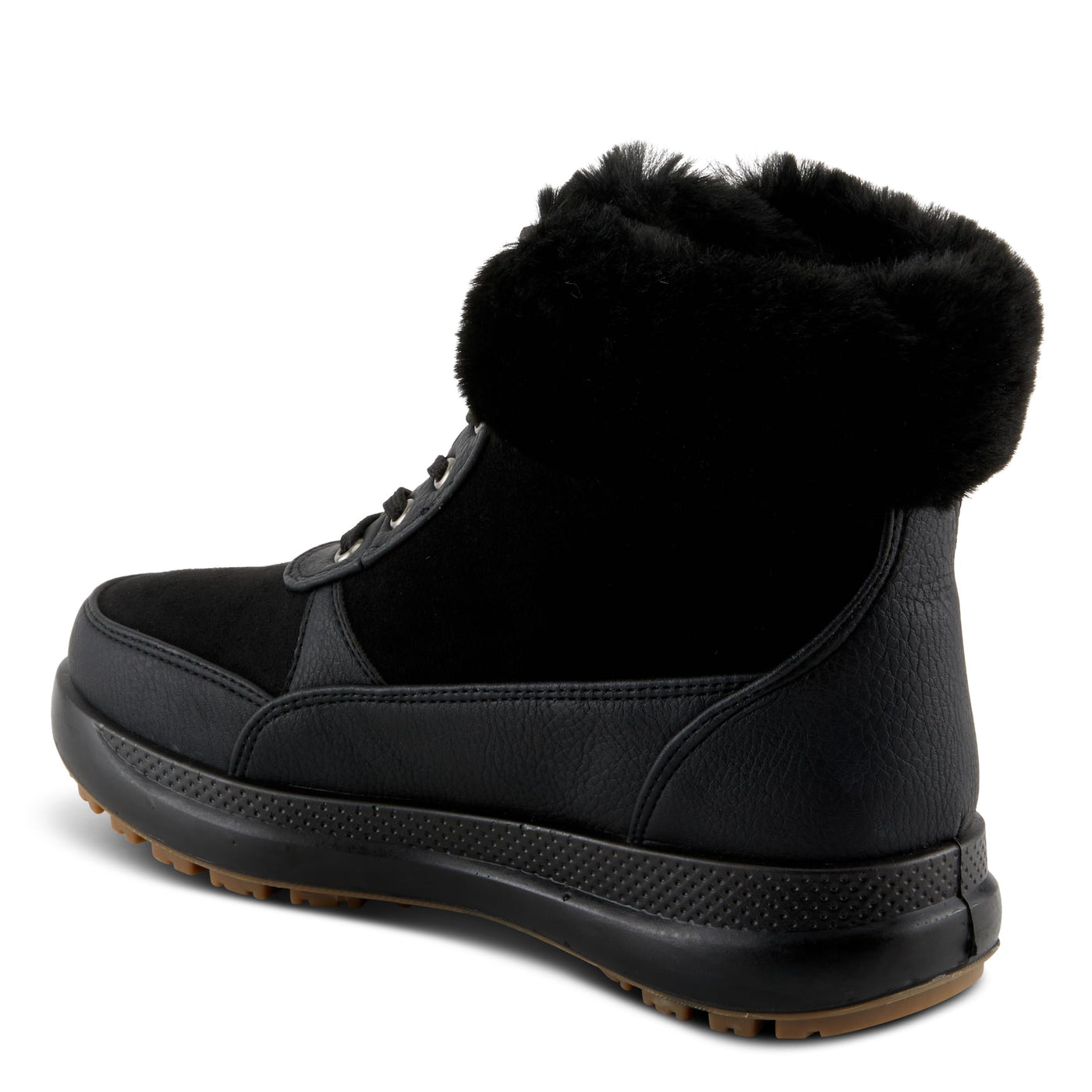 Flexus Women's BURRELL Lace-Up Platform Booties with Faux Fur Lining, Zipper Closure, and Cozy Design