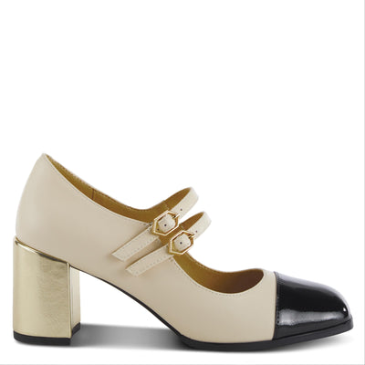 Azura Women's Auraquartz Leather Heeled Mary Jane Shoe Beige Multi EU 41 / US 9.5-10