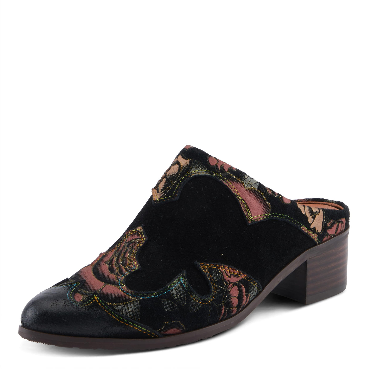 Spring Step L'Artiste Ladyslide-Shine Women's Floral Glitter Slide - Bold Western-Glam Style, Comfortable Statement Shoes
