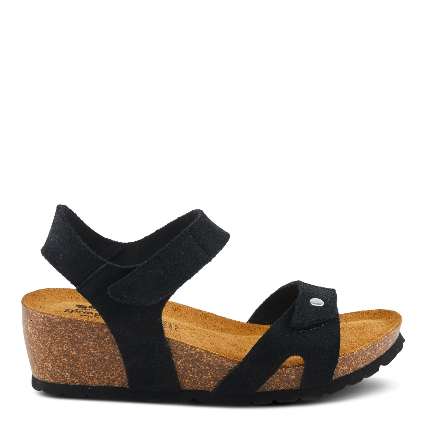 Spring Step BABYBELL Women's Wedge Sandals - Dual Hook and Loop Adjustability, Footbed Molds for Maximum Support Black Suede EU 41 / US 9.5-10