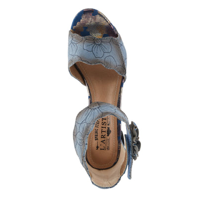 Spring Step L'Artiste Women's SUPERCOOL Heeled Sandals - Embossed Design, Hook and Loop Closure Blue EU 39 / US 8.5