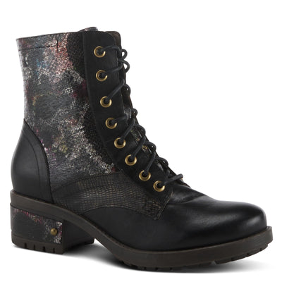 L'Artiste by Spring Step Marty Met Hand Painted Metallic Floral Ankle Boots for Women | Shoes for Women with Arch Support and Flexible Sole Black Multi EU 40 / US 9