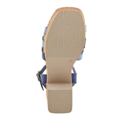 PATRIZIA Women's SANDRINE Quarter Strap Cork Platform Sandals Blue Multi EU 41 / US 9.5-10