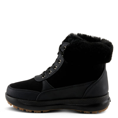 Flexus Women's BURRELL Lace-Up Platform Booties with Faux Fur Lining, Zipper Closure, and Cozy Design Black EU 36 / US 5.5-6