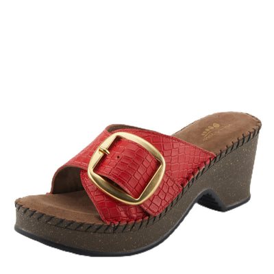 Spring Step NIENNA Women's Demi Wedge Slip-On - Luxurious Comfort, Stylish Sophistication Red EU 40 / US 9
