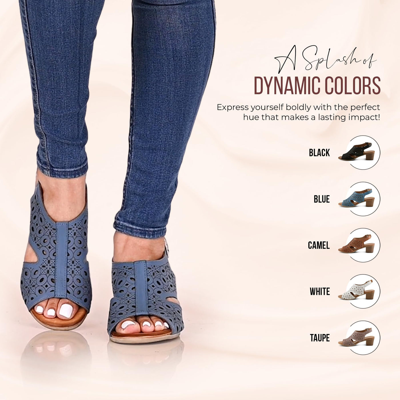 Spring Step Kovach Women's Leather Sandals – Sandals for Women with Premium Buttery Leather, Perforated Design, Buckle Closure, Comfort Footbed Camel, 7.5-8