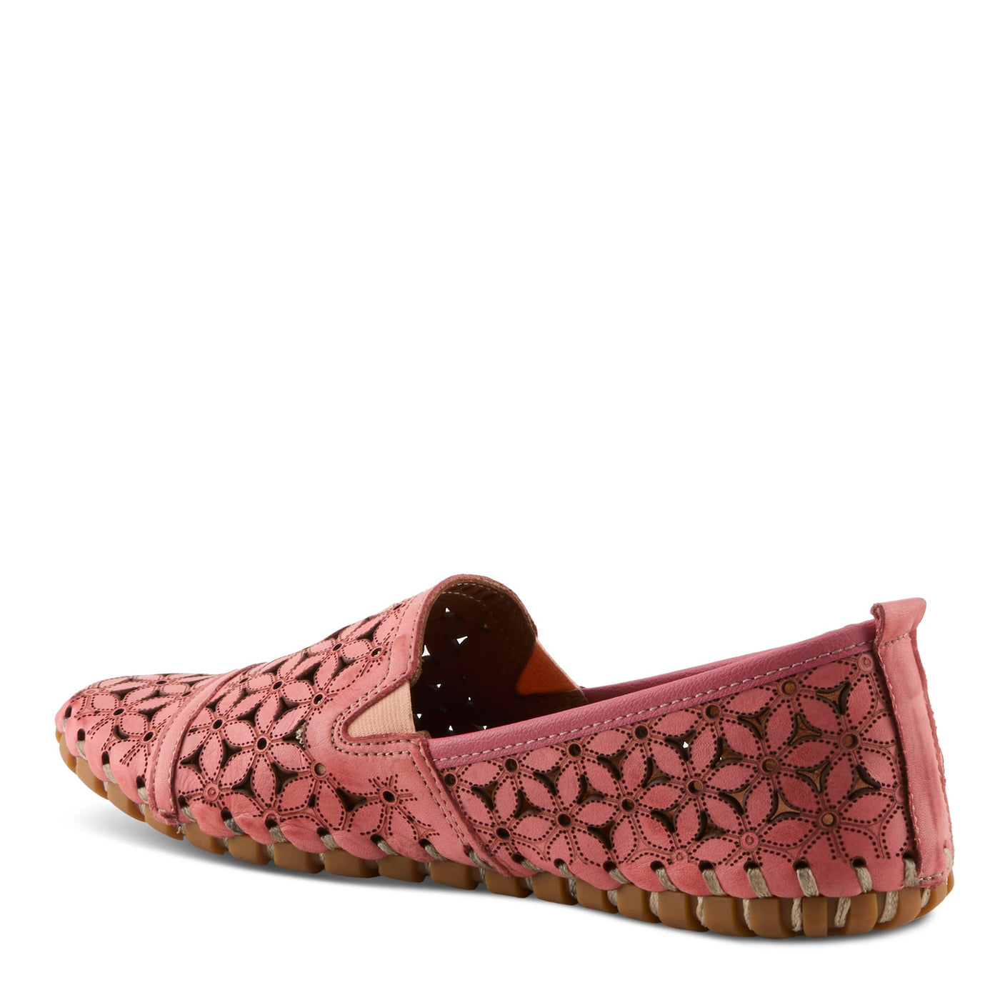 Spring Step Flowerflow Shoes for Women - Leather Womens Loafer with Floral Laser Cutout - Comfortale Slip-On Shoes for Womens