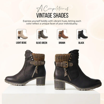 Spring Step Relife Style Rene Knee High Ankle Boots for Women | Shoes for Women with Zipper Closure, Sweater Knit Cuff and Faux Fur Insole Black EU 40 / US 9