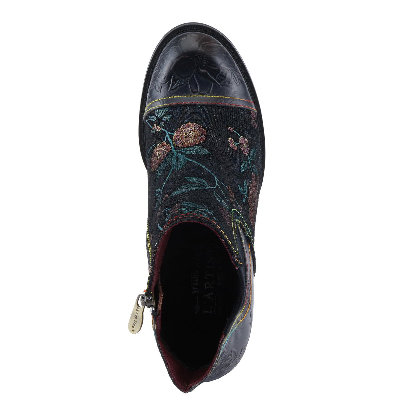 Spring Step L'Artiste Ceja Women's Embossed Floral Bootie - Cap Toe, Eye-Catching Ankle Boots with Unique Patterns