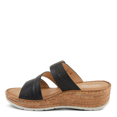 PATRIZIA Women's SHARONDA Asymmetrical Slide Wedge Sandals Black EU 38 / US 7.5-8