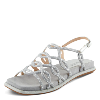 PATRIZIA Women's GLAMGLOSS Flat Sandals Silver EU 38 / US 7.5-8