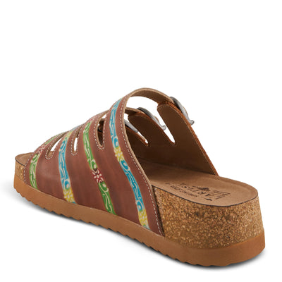 Spring Step L'Artiste Women's TOOCOOL Adjustable Hand-Painted Flatform Sandals Brown Multi EU 35 / US 5