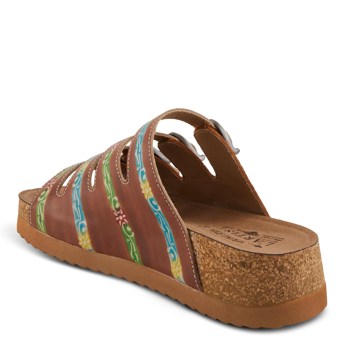 Spring Step L'Artiste Women's TOOCOOL Adjustable Hand-Painted Flatform Sandals Brown Multi EU 37 / US 6.5-7