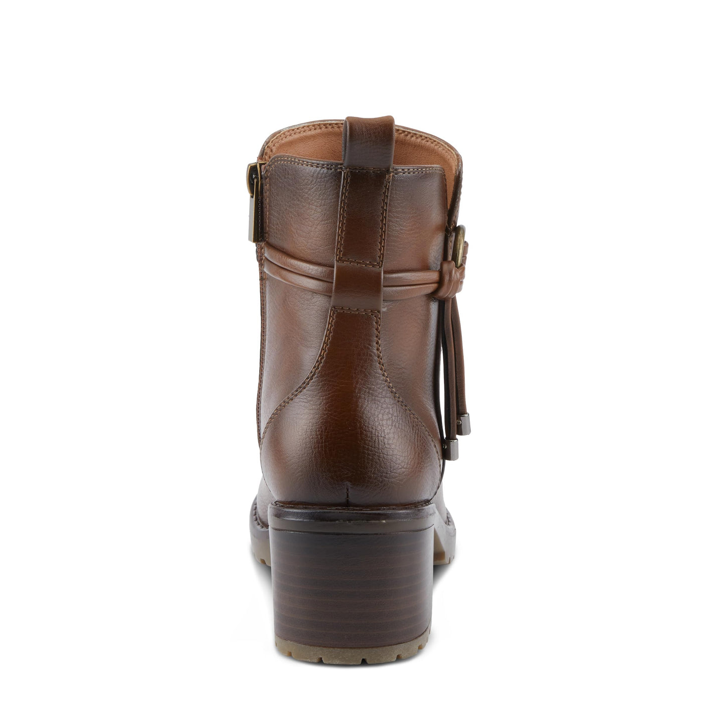 PATRIZIA Women's BRIGGS Heeled Booties with Burnished Finish, Decorative Laces, and Zipper Closure Medium Brown EU 38/ US 7.5-8
