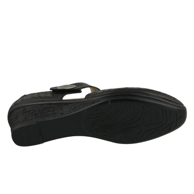 Spring Step Women's Nougat Wedge Sandal, Black, 38 EU/7.5-8 M US