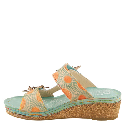Spring Step L'Artiste Women's Polka Slide Sandals Mint Green Multi EU 37 / US 6.5-7