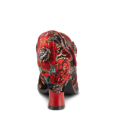 Spring Step L'Artiste Adodora Mary Jane Heeled Shoes for Women - Hand Painted Floral Tapestry, Hook and Loop with Velvet Lining Cushioned Insole, 2.5? Heel, Red Multi EU 35 / US 5