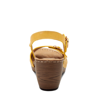 PATRIZIA Spring Step Shantay Wedge Sandals for Women - Ladies Sandals with Ankle Strap Buckle Closures - Womens Casuals Sandals for Outdoor - Yellow EU 40 / US 9