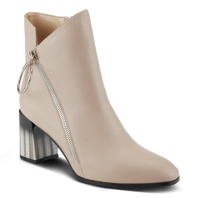 Azura Spring Step Fabulosa V Collar Ankle Boots for Women - Premium Leather Women's Chelsea Boots with Side Zippers - Beige EU 36 / US 5.5-6