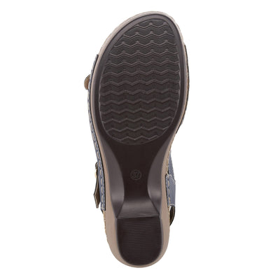PATRIZIA Spring Step Shantay Wedge Sandals for Women - Ladies Sandals with Ankle Strap Buckle Closures - Womens Casuals Sandals for Outdoor - Navy EU 37 / US 6.5-7