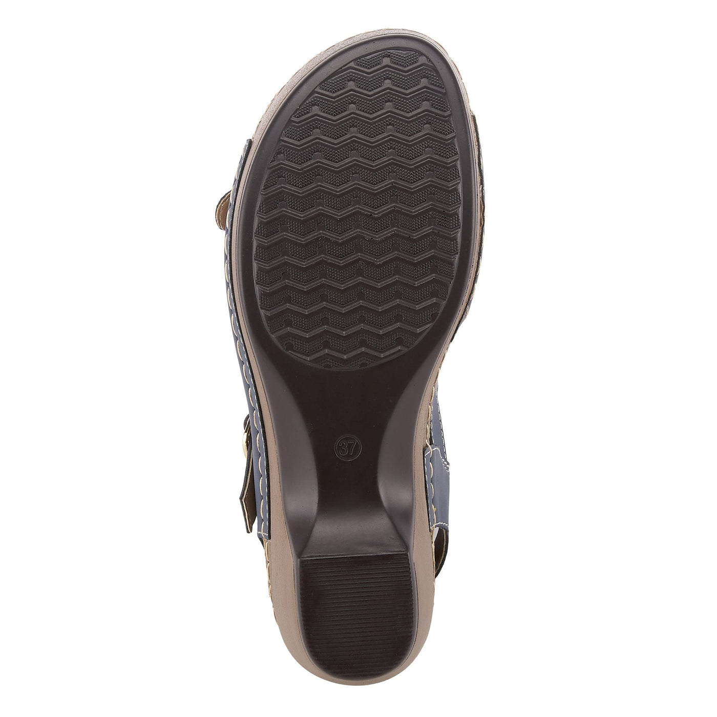 PATRIZIA Spring Step Shantay Wedge Sandals for Women - Ladies Sandals with Ankle Strap Buckle Closures - Womens Casuals Sandals for Outdoor - Navy EU 37 / US 6.5-7
