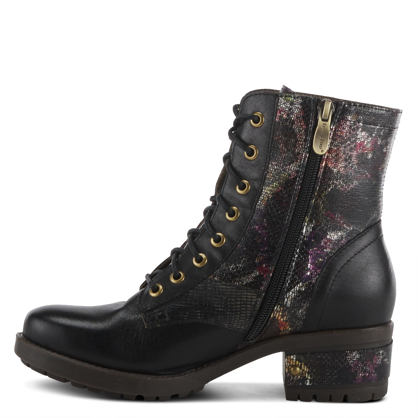 L'Artiste by Spring Step Marty Met Hand Painted Metallic Floral Ankle Boots for Women | Shoes for Women with Arch Support and Flexible Sole Black Multi EU 40 / US 9