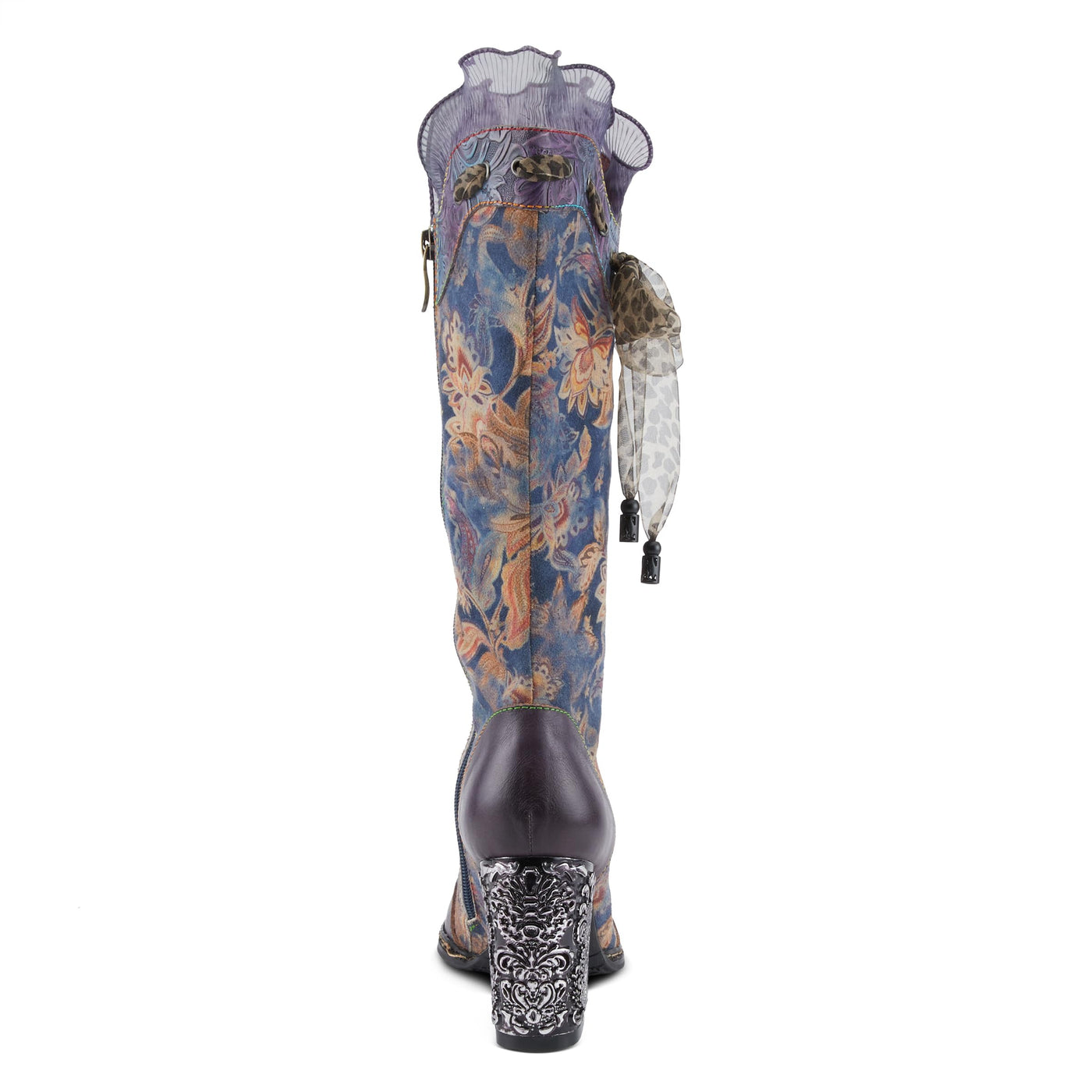 Spring Step L'Artiste Rorria Women's Statement Bootie - Crinoline Details, Cheetah Print Lace, Feminine & Playful Ankle Boots Purple Multi EU 40 / US 9