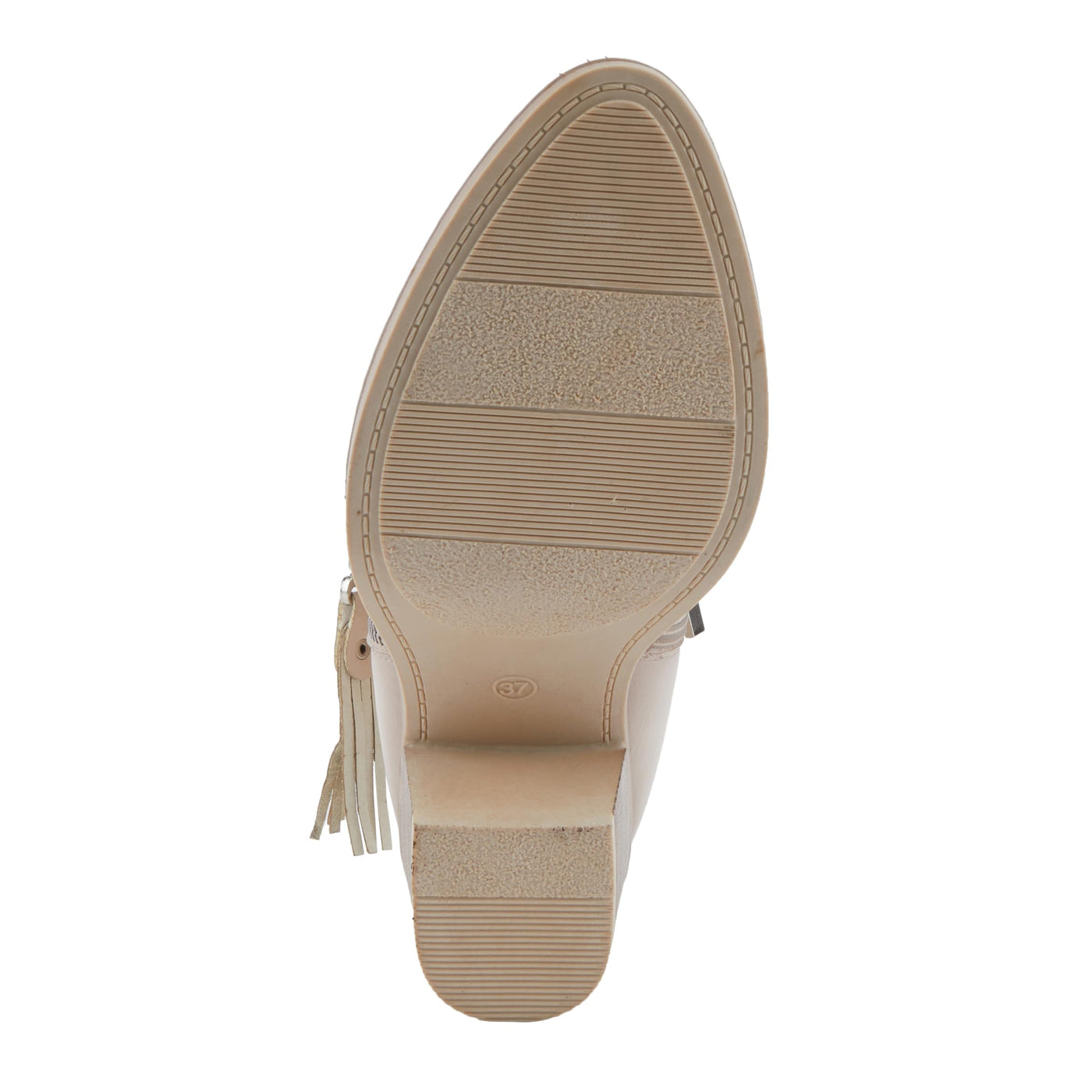 PATRIZIA Women's ALRK Heeled Booties with Fringe Tassels, Zipper Closure, and Western-Inspired Design Bone EU 40 / US 9