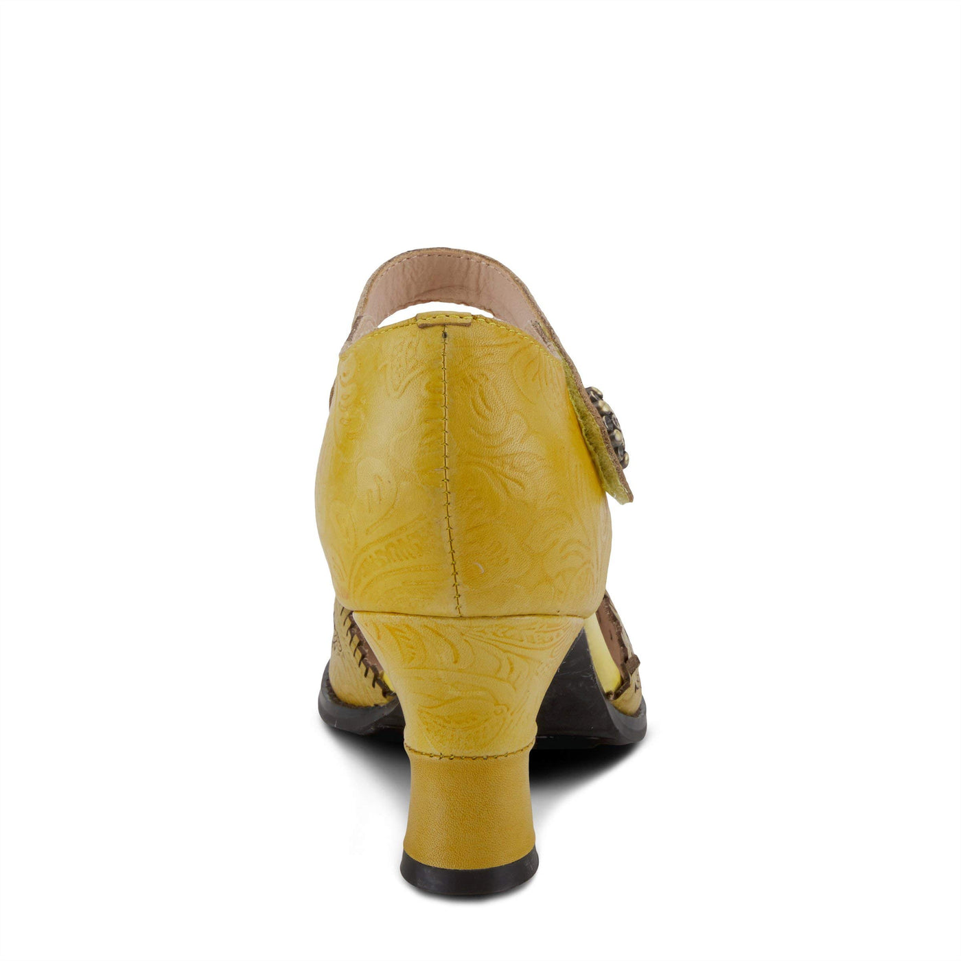 Spring Step L'Artiste Visionary Pump Shoes for Women | French Inspired Hand Painted Leather D'Orsay High Heels for Women with Ankle Strap Yellow EU 37 / US 6.5-7