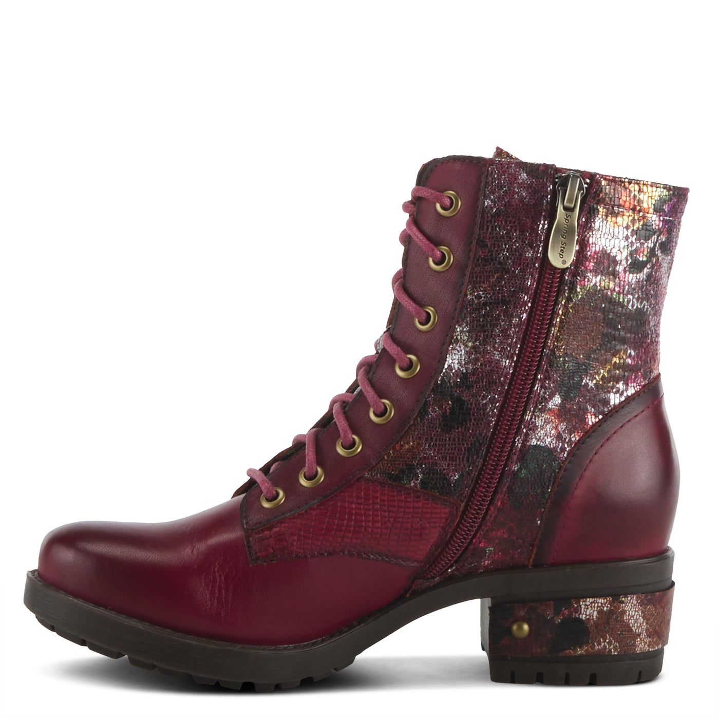 Spring Step L'Artiste Women's Marty-Met Leather Bootie Bordeaux Multi EU 37 / US 6.5-7