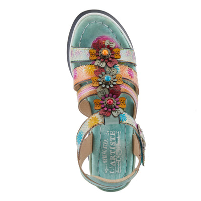 Spring Step L'Artiste Women's FloralBloom - Hand-Painted Lightweight Athleisure Sandals Mint Green Multi EU 38 / US 7.5-8