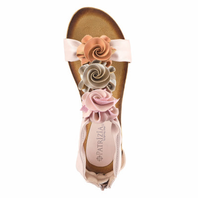 PATRIZIA Spring Step Harlequin Wedge Sandals for Womens - Ladies Sandals with Chic Flower T-Straps - Back Zipper Closure Womens Casuals Sandals - Peach EU 35 / US 5