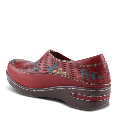 Spring Step L'Artiste Burbank-Flower Women's Bohemian Clogs - Perforated Leather, Artistic Flair, Luxurious Comfort Red Multi EU 39 / US 8.5