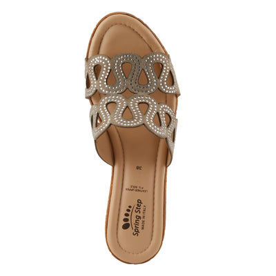Spring Step Women's Mssteamy Slide Wedge Sandal Beige Suede EU 40 / US 9