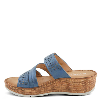 PATRIZIA Women's SHARONDA Asymmetrical Slide Wedge Sandals Navy Metallic EU 40 / US 9