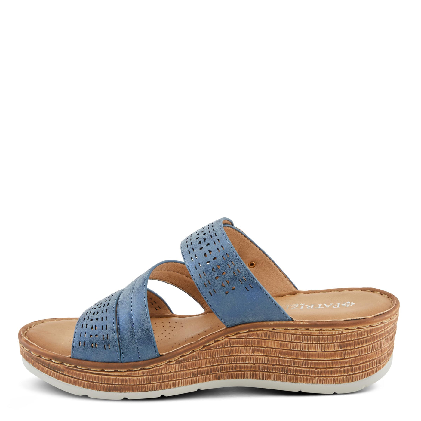 PATRIZIA Women's SHARONDA Asymmetrical Slide Wedge Sandals Navy Metallic EU 42 / US 10.5-11