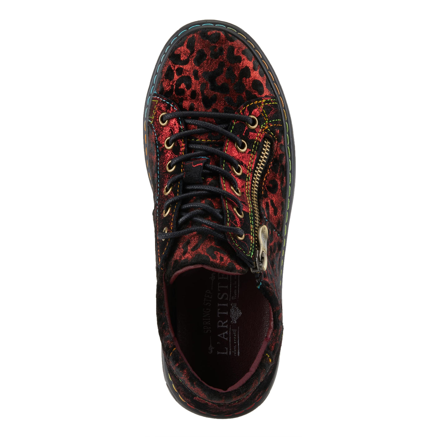 Spring Step L'Artiste Danli-Cheeta Snakers for Women - Animal Print Girls Sneaker - Ladies Fashion Snakers with Zipper and Adjustable Laces - Red Multi EU 35 / US 5