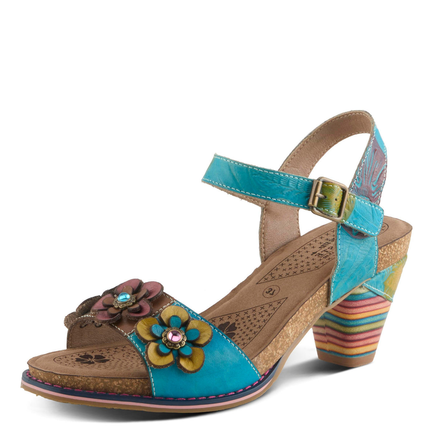 L'Artiste by Spring Step Women's Bluesky Sandal, Turquiose Multi, 9.5-10