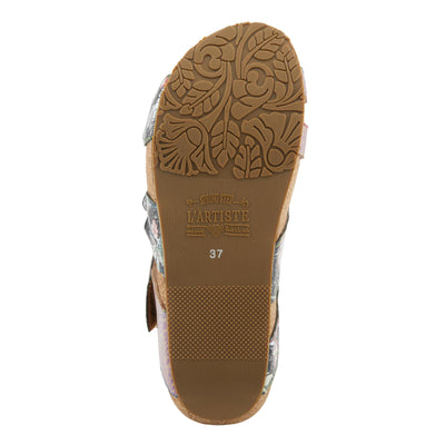 Spring Step L'Artiste Women's BRADY Hand-Painted Floral Cork Wedge Sandals Lilac Multi EU 41 / US 9.5-10