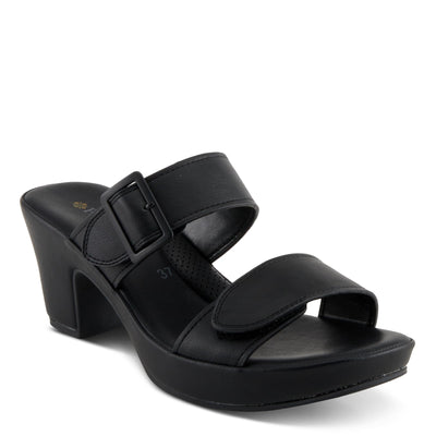PATRIZIA Women's SANCIA Two Strap Slide Heeled Sandals Black EU 36 / US 5.5-6