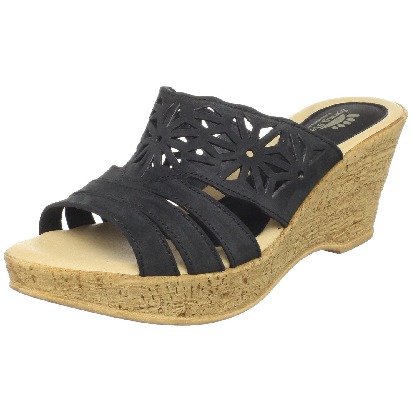 Spring Step Women's Dora Wedge Slide Sandal, Black, 41 EU/9.5-10 M US