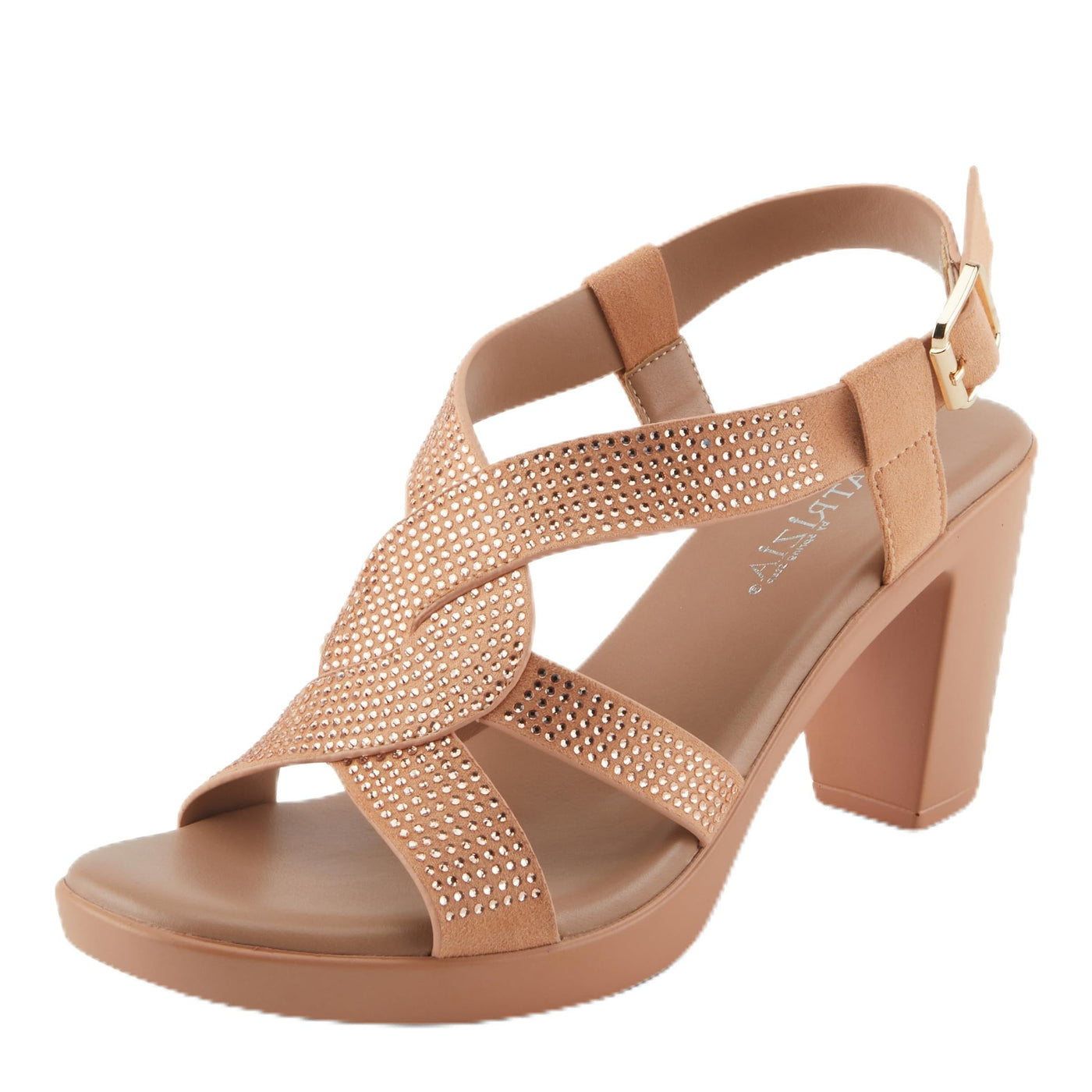 PATRIZIA Women's DRINA Slingback Cross-Over Heeled Sandals Blush EU 38 / US 7.5-8