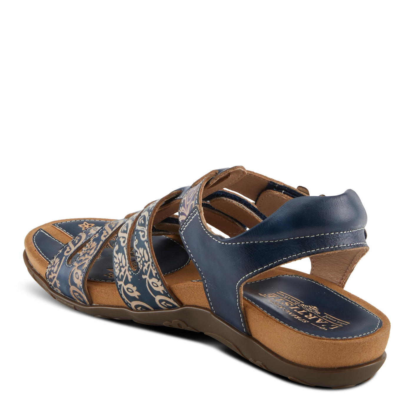 Spring Step L'Artiste Women's ACTIONETTA Artistic Sandals with Multiple Hook and Loop Closures Navy Multi EU 39 / US 8.5