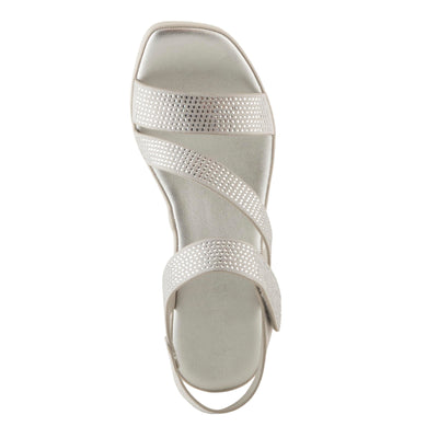 PATRIZIA Women's YADIEL Hook and Loop Sandals – Low Block Heel with Asymmetrical Crystal-Strap Design SILVER EU 42 / US 10.5-11