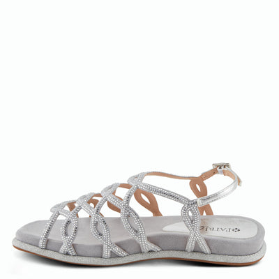 PATRIZIA Women's GLAMGLOSS Flat Sandals Silver EU 38 / US 7.5-8