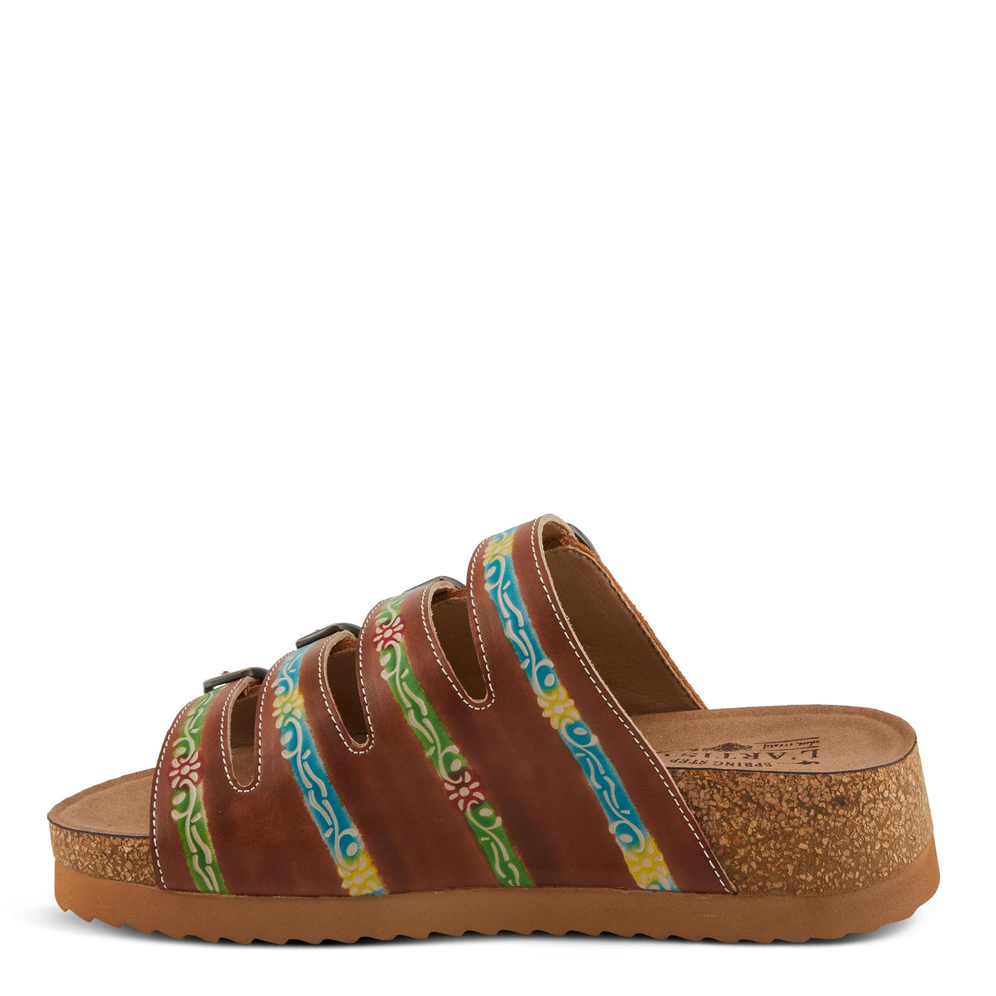Spring Step L'Artiste Women's TOOCOOL Adjustable Hand-Painted Flatform Sandals Brown Multi EU 36 / US 5.5-6