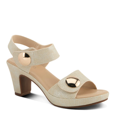 PATRIZIA Women's DADE-WOVEN Hook and Loop Sandals - Textured Faux Leather with Gold Button Accents, Adjustable Fit