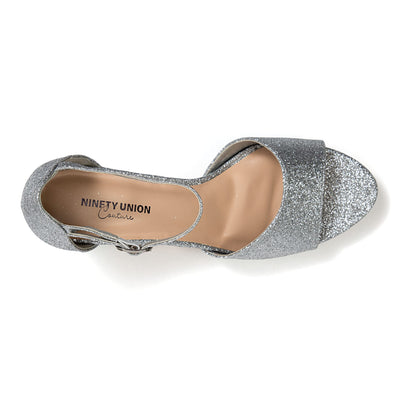 Ninety Union Jazzy Glitzy Open Till Close Back Sandal, Silver, 11