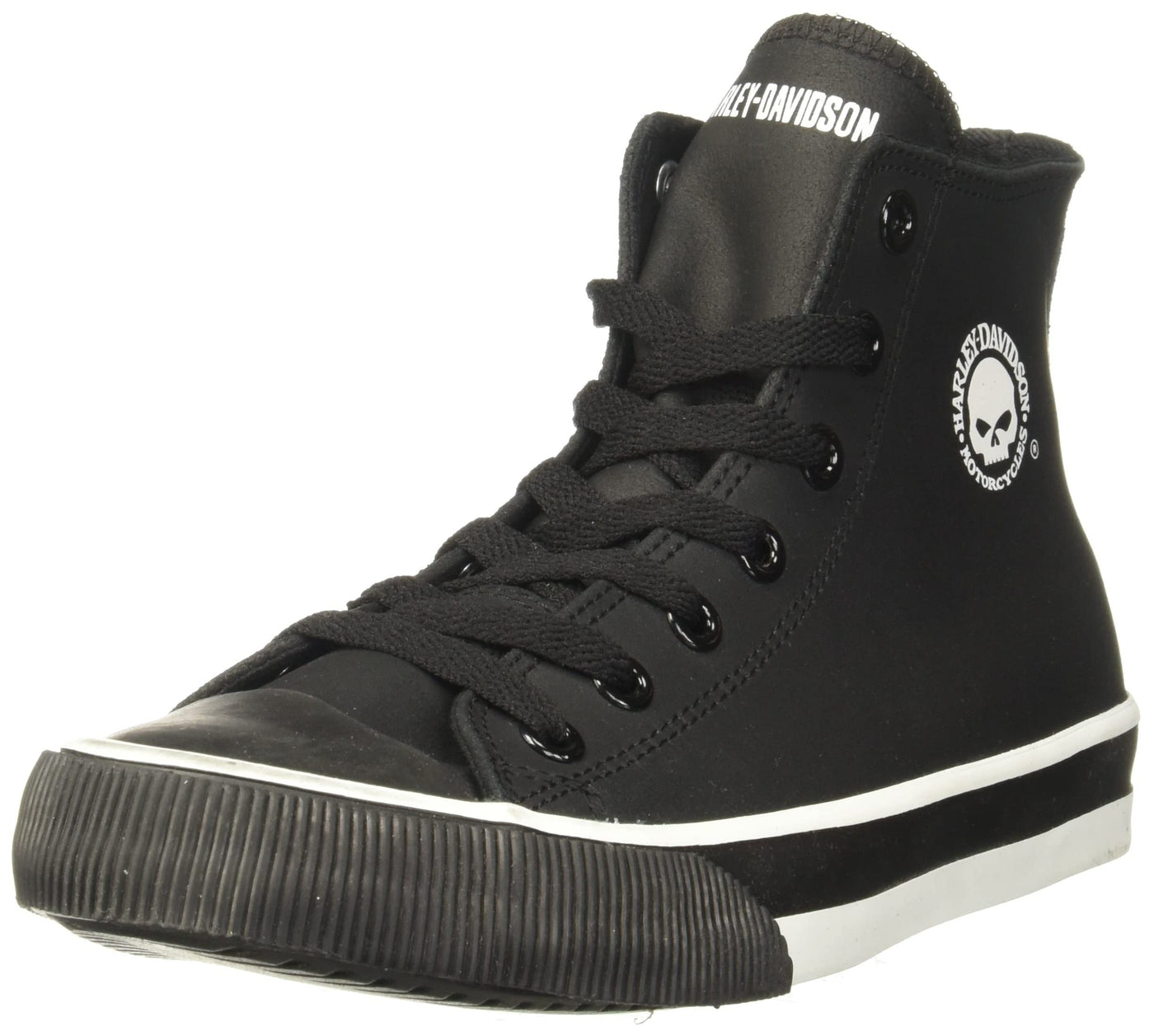 Harley-Davidson Men's Baxter Leather Motorcycle Casual Sneaker, Black/White, 10.5